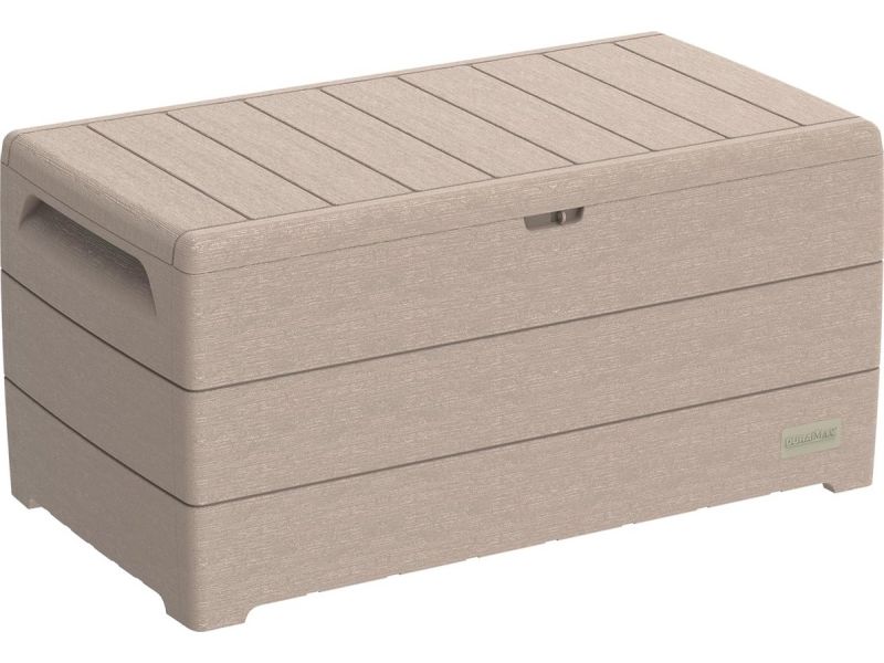 Ruime Opbergbox Tuin 416 Liter - Kussenbox met Gasveer en Houtnerf