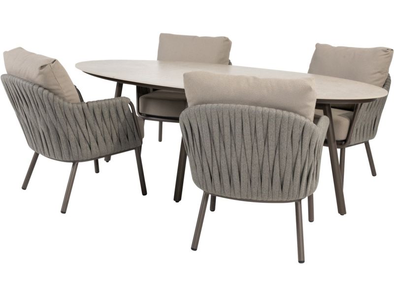 Salute Cannes low dining tuinset 220x105xH69 cm 5 delig keramiek