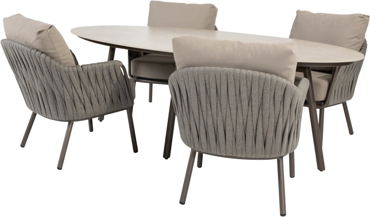 salute cannes low dining tuinset 220x105xh69 cm 5 delig keramiek