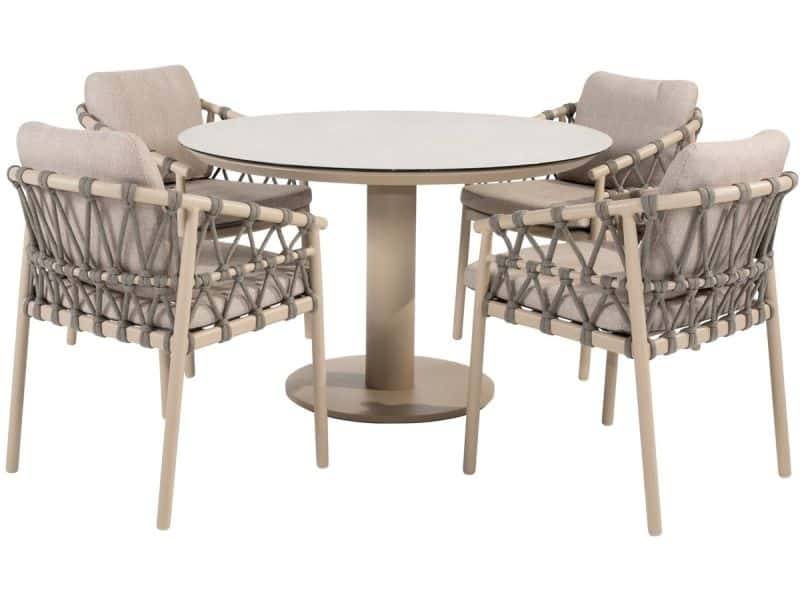 Sarah Piacenza dining tuinset 120xH75 cm 5 delig keramiek latte