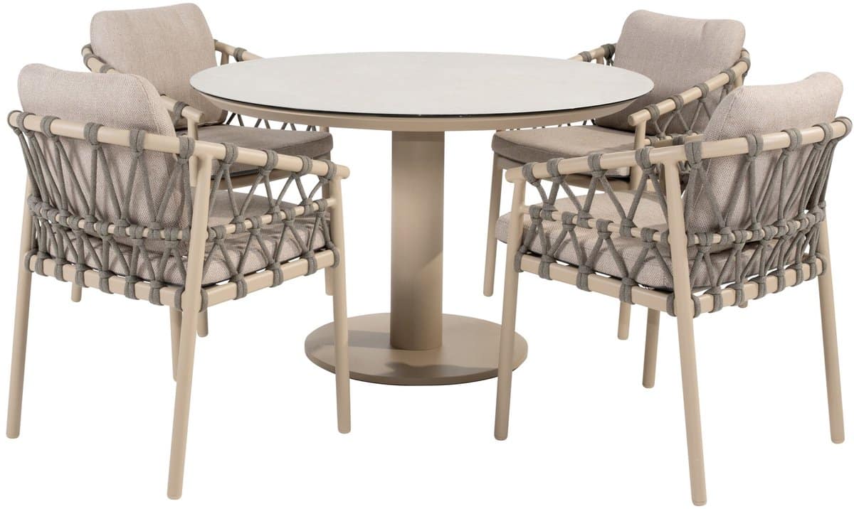 sarah piacenza dining tuinset 120xh75 cm 5 delig keramiek latte