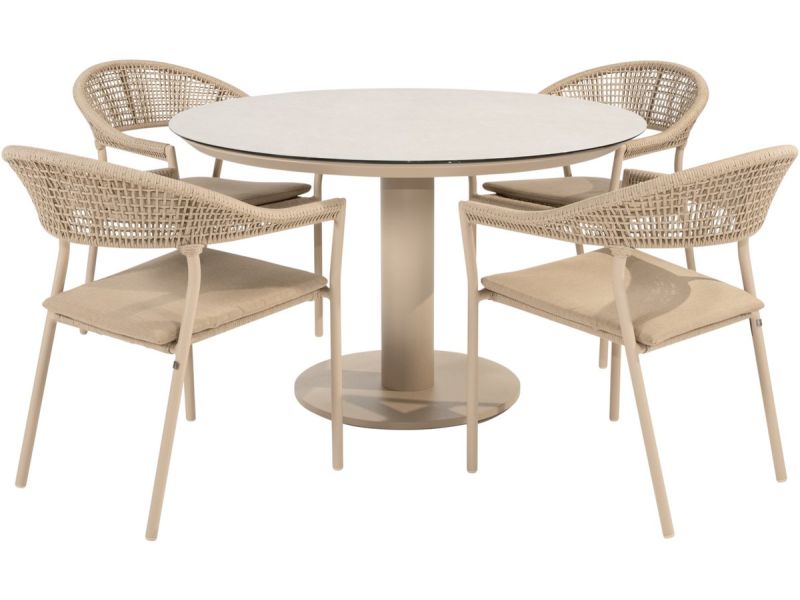 Sarah Sienna dining tuinset 120xH75 cm 5 delig latte keramiek
