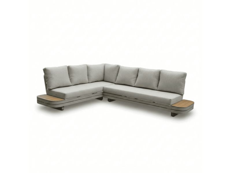 Serrento hoek loungeset links 6 personen | aluminium + polywood | beige | 2-delig - 241x226cm