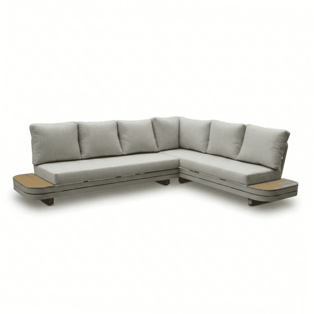 serrento hoek loungeset rechts 6 personen | aluminium + polywood | beige | 2 delig 241x226cm