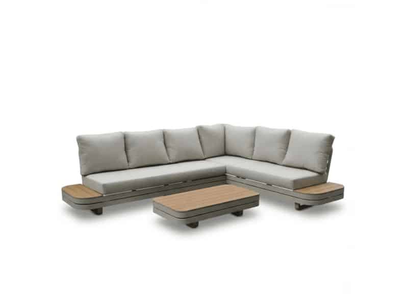 Serrento hoek loungeset rechts 6 personen inc. tafel | aluminium + polywood | beige | 4-delig