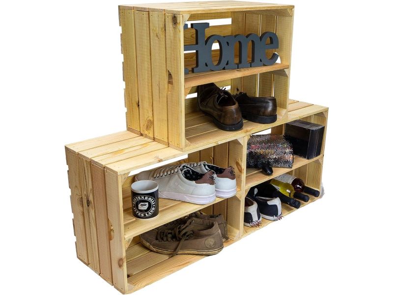 Set van 3 Massieve Houten Kratten - Ideaal als Wijnkist, Opbergbox of Decoratie