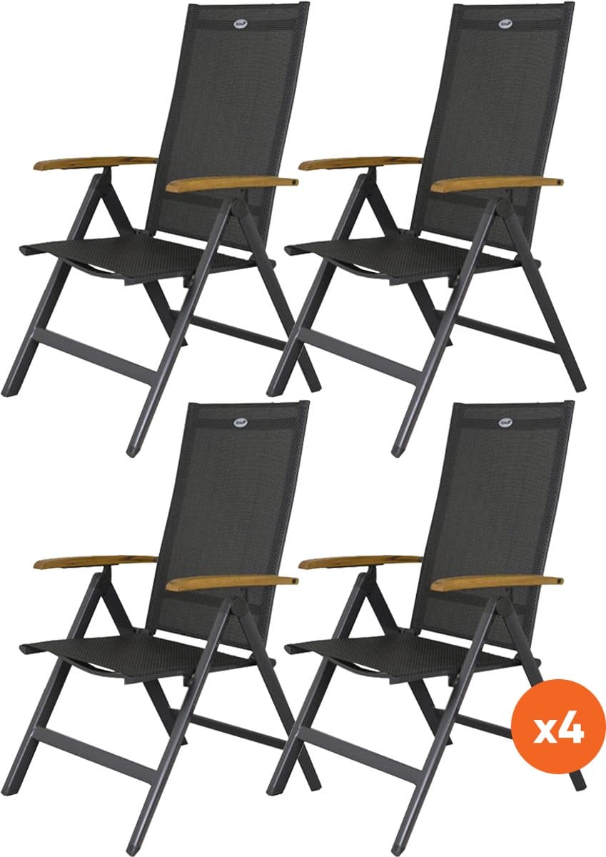 set van 4 hartman napoli verstelbare stoel teak
