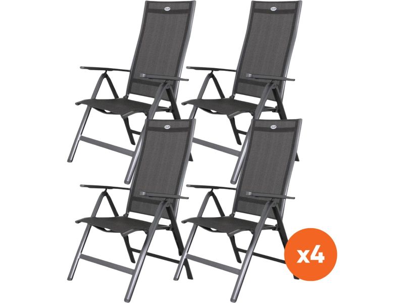 Set van 4 - Hartman verstelbare aluminium tuinstoel Roma