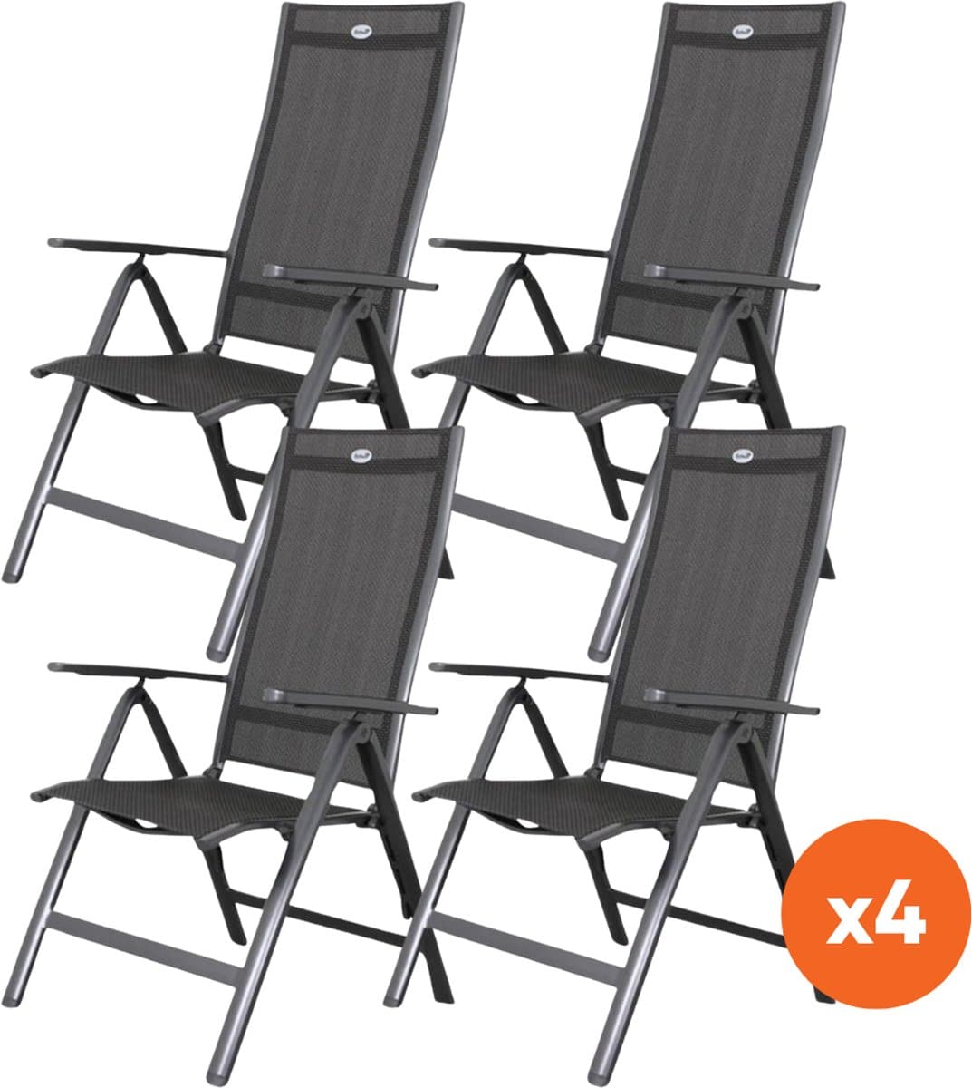 set van 4 hartman verstelbare aluminium tuinstoel roma