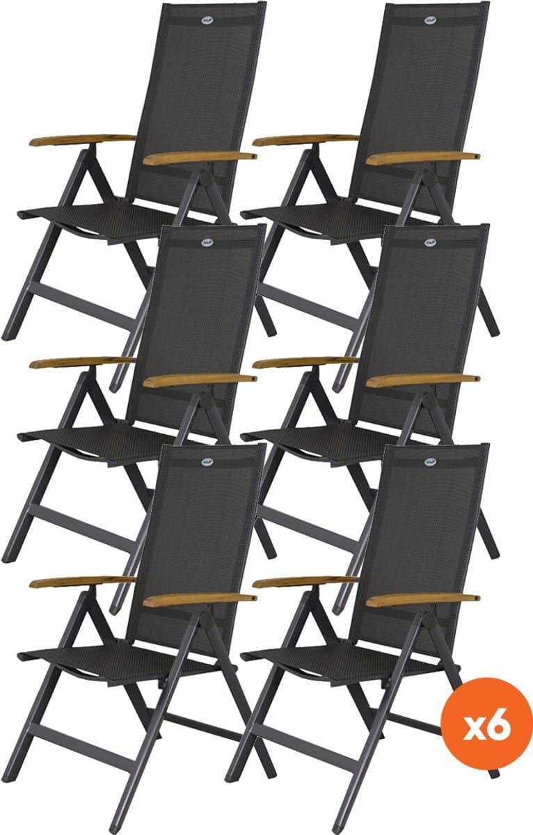set van 6 hartman napoli verstelbare stoel teak