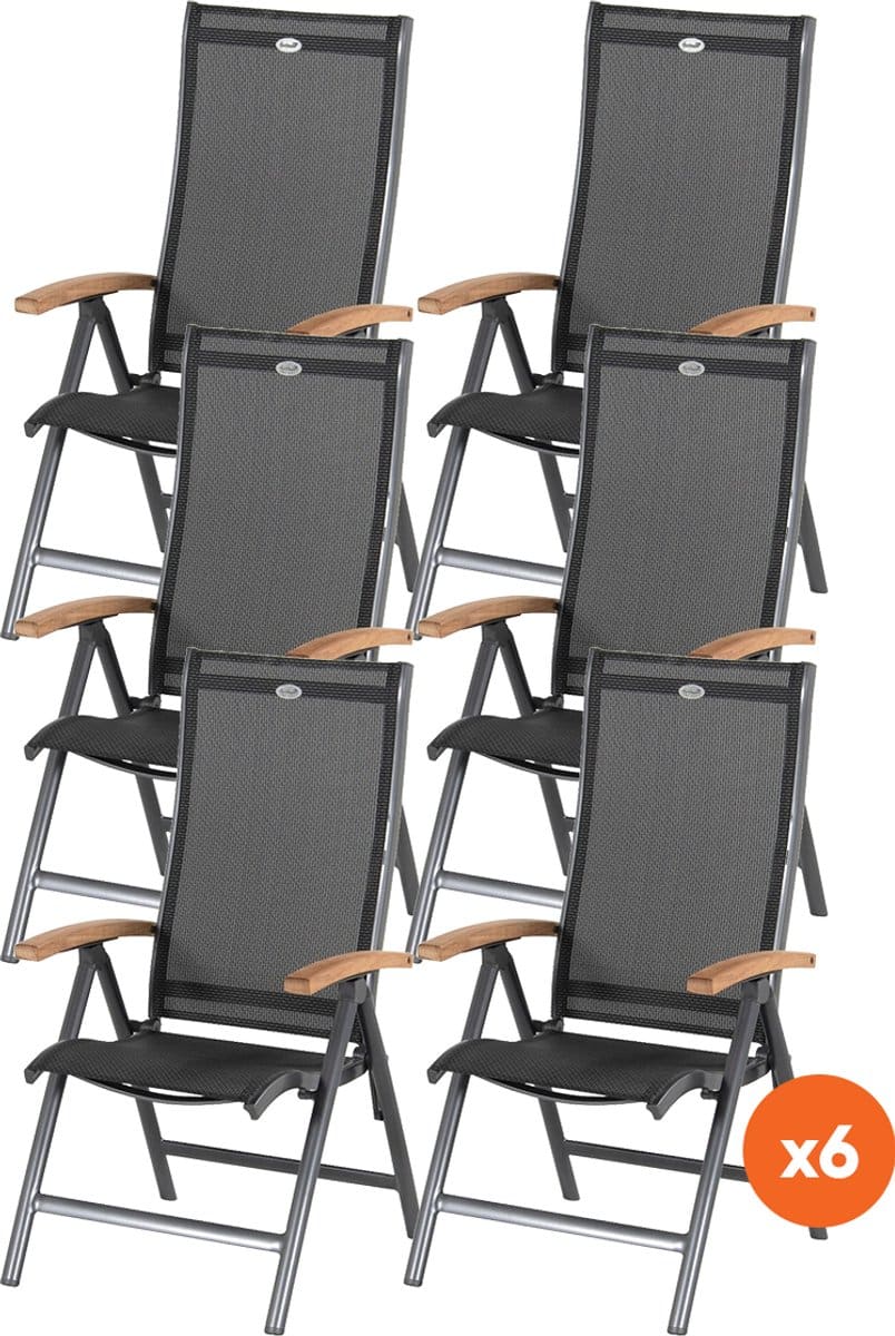 set van 6 hartman salvatore verstelbare stoel teak