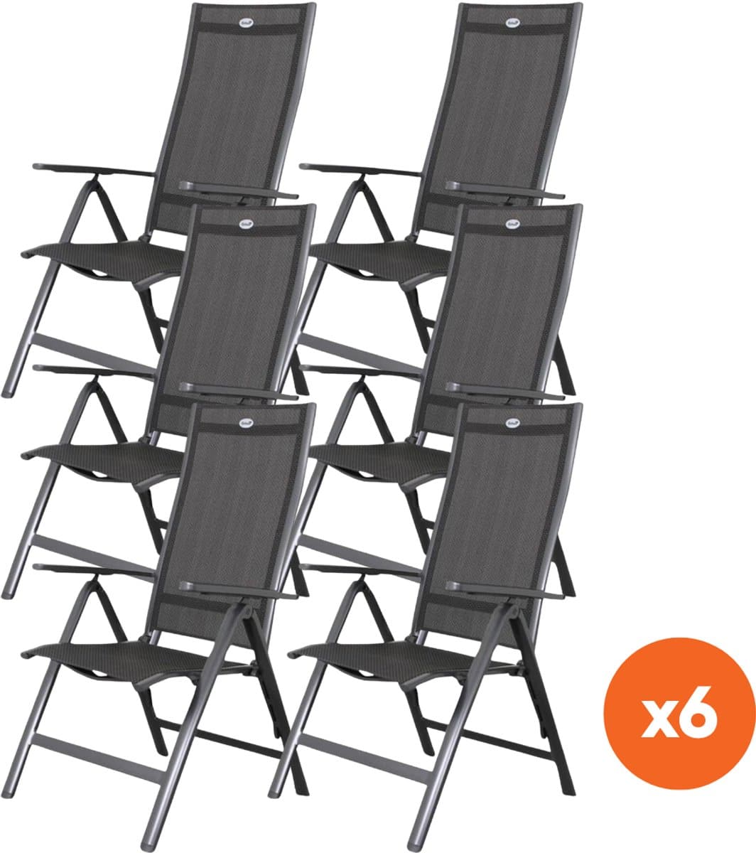 set van 6 hartman verstelbare aluminium tuinstoel roma