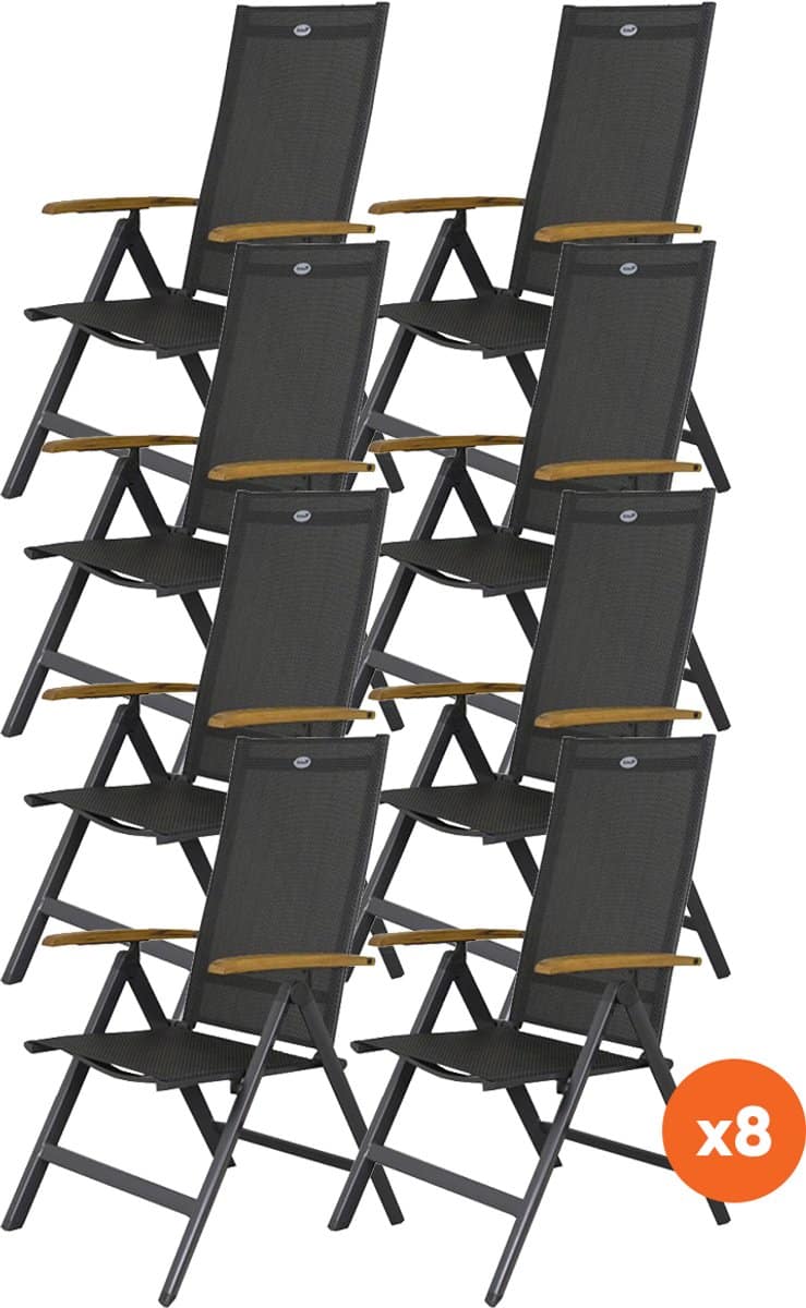 set van 8 hartman napoli verstelbare stoel teak