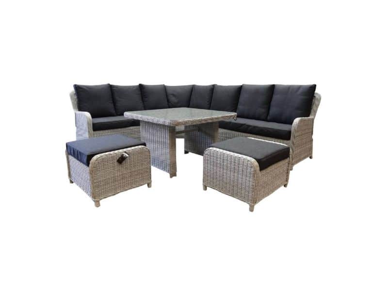 Showroommodel Bilbao hoek dining loungeset 7-delig wit grijs