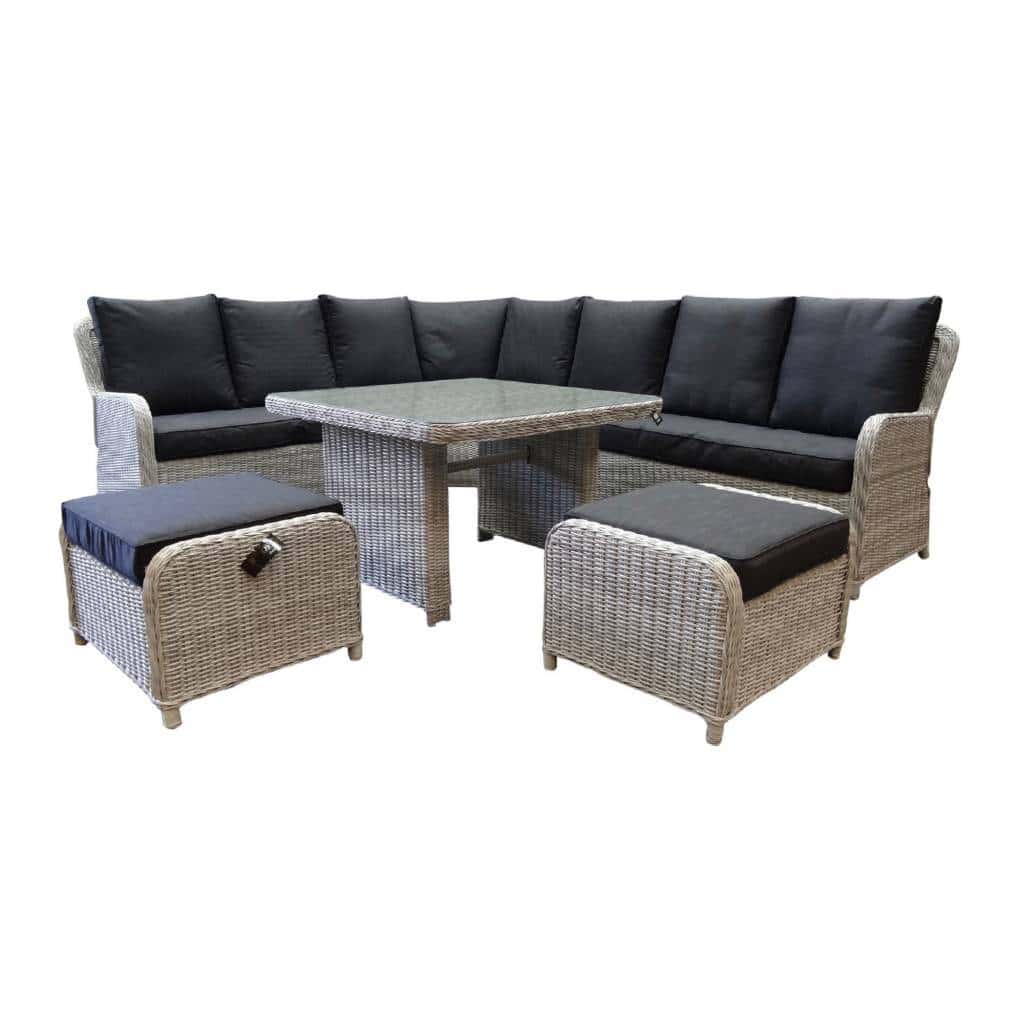 showroommodel bilbao hoek dining loungeset 7 delig wit grijs