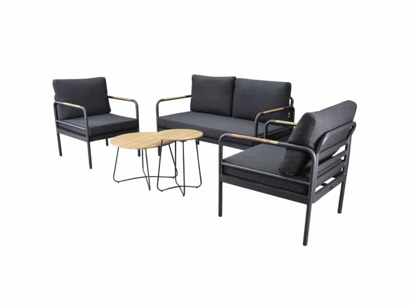 Showroommodel Florina stoel bank loungeset 5 delig aluminum teak antraciet