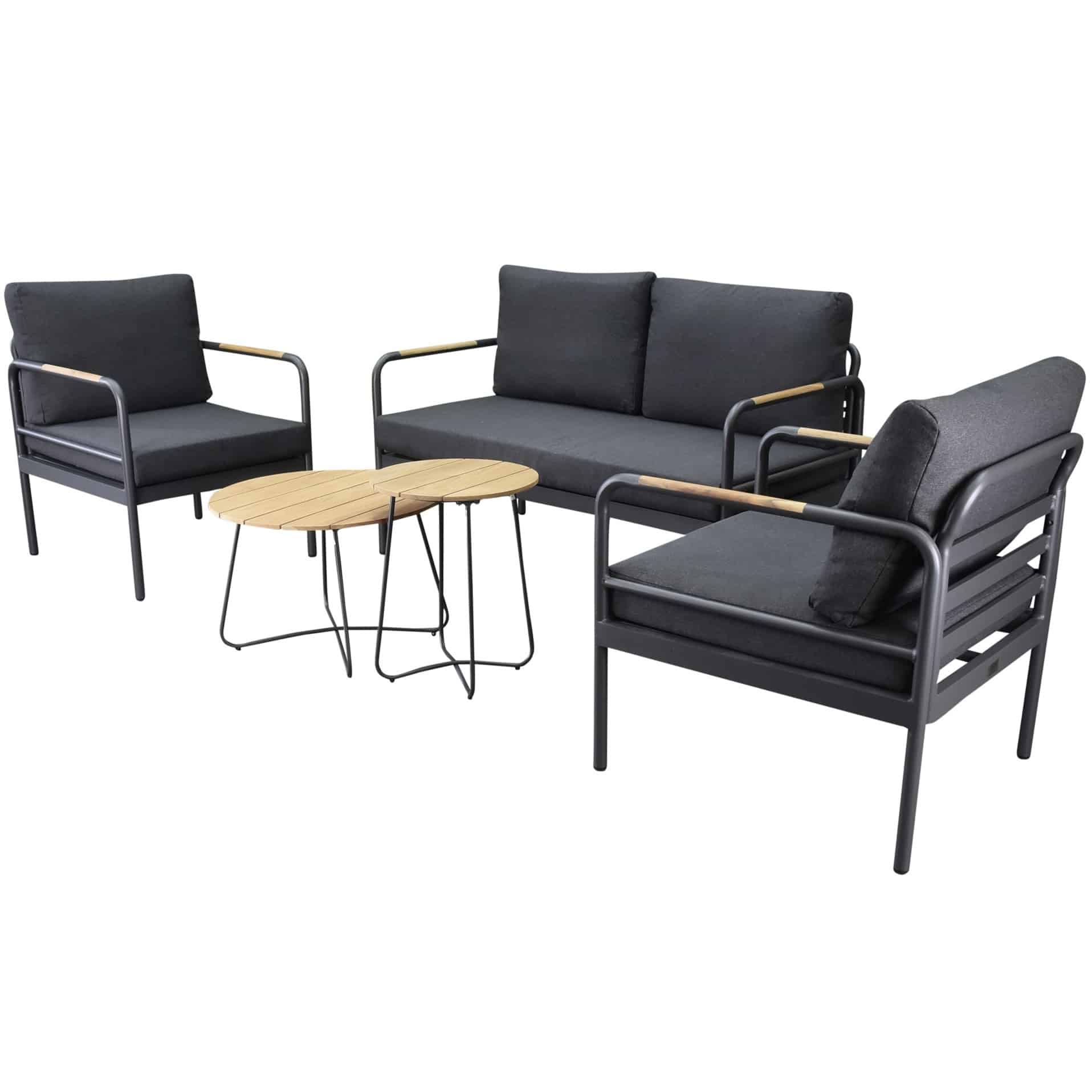 showroommodel florina stoel bank loungeset 5 delig aluminum teak antraciet
