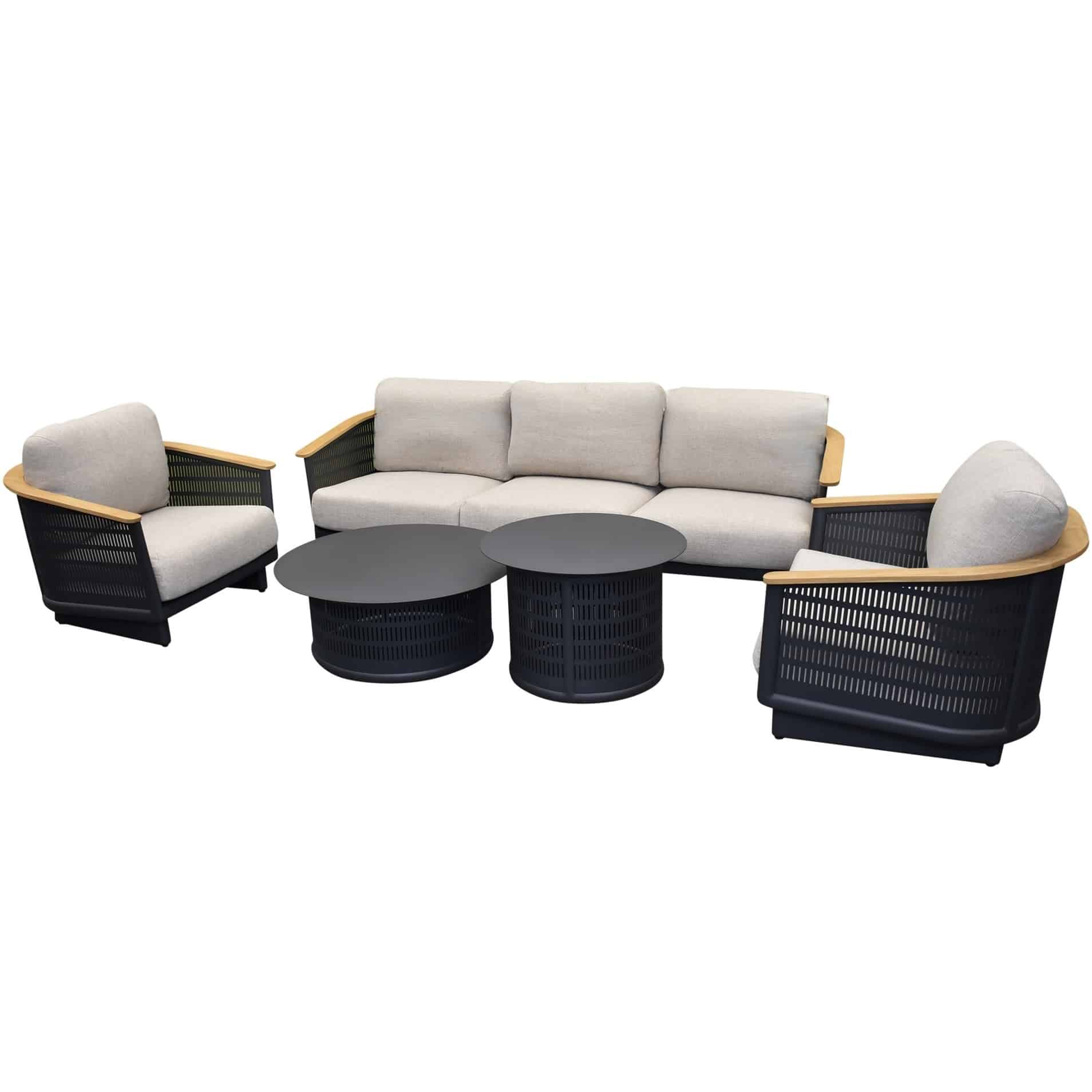 showroommodel lattice stoel bank loungeset 5 delig aluminium antraciet