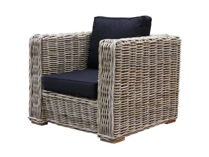 Showroommodel Nissah lounge tuinstoel naturel rotan - olefin black - urecel foam