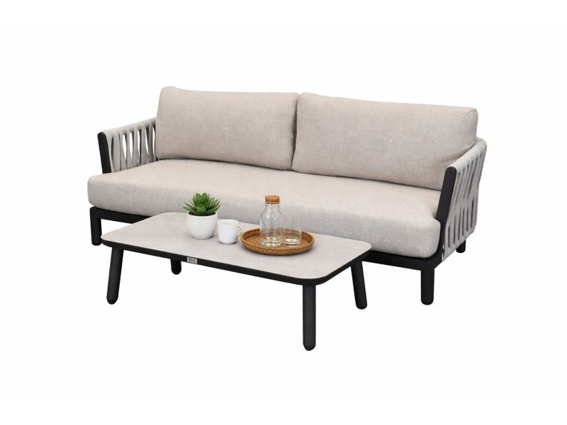 Showroommodel Palermo loungeset 2 delig antraciet rope