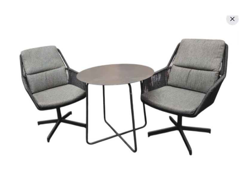 Showroommodel Primavera Dali bistro balkonset 73xH72 cm rond antraciet 4-Seasons Outdoor 3-delig