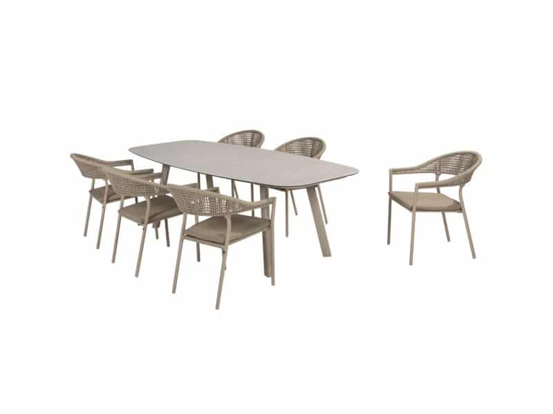 Sienna Manolo dining tuinset 240x103xH75 cm 7 delig latte Taste 4SO