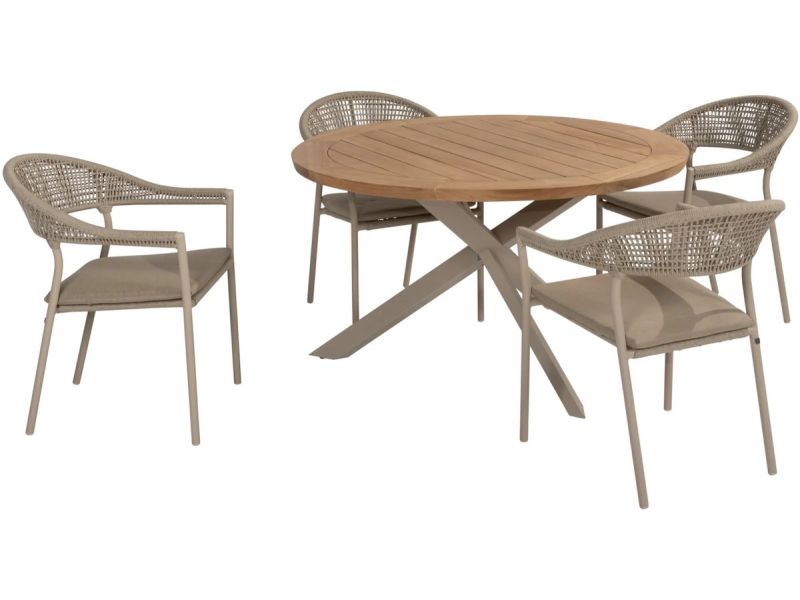 Sienna Prado dining tuinset 130 cm rond 5 delig zand