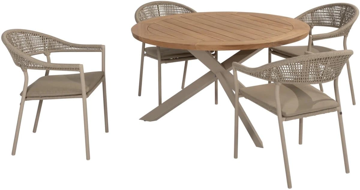 sienna prado dining tuinset 130 cm rond 5 delig zand