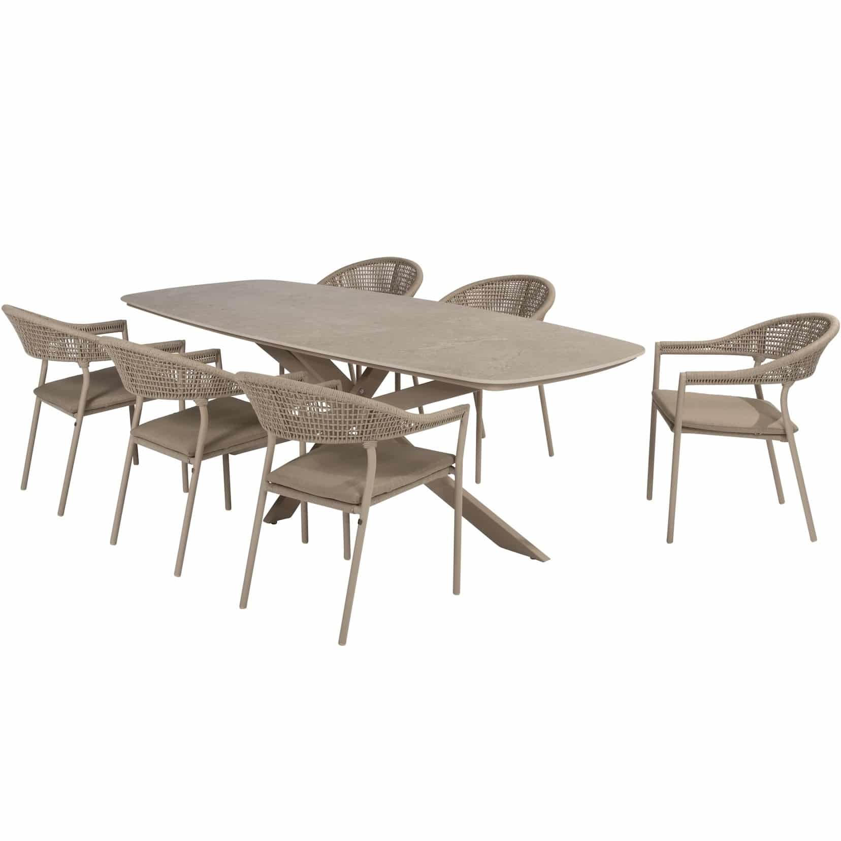 sienna prado dining tuinset 240x105xh75 cm 7 delig latte met keramisch deens ovaal blad taste 4so