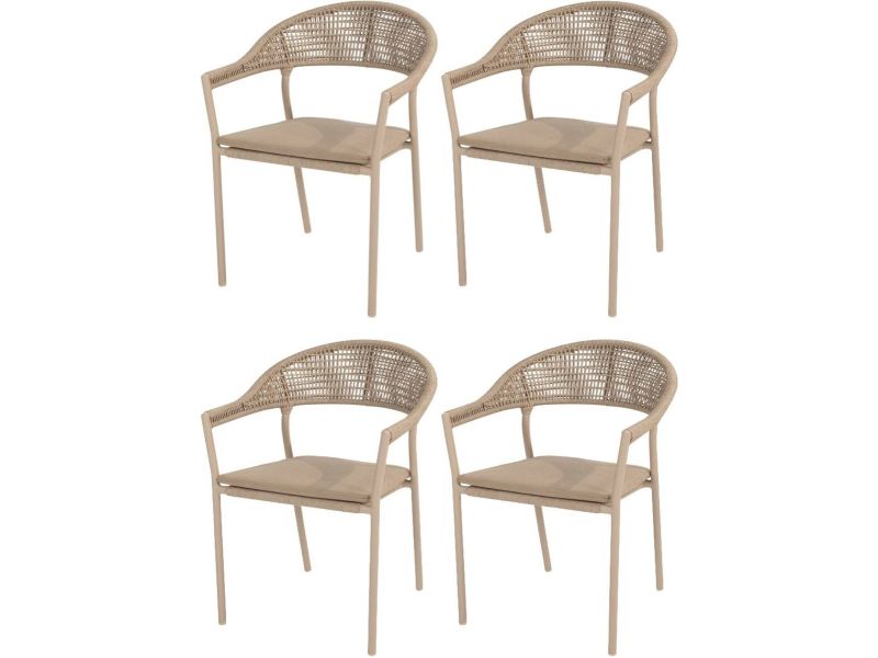 Sienna stapelbare dining tuinstoel rope venao latte Taste 4SO set