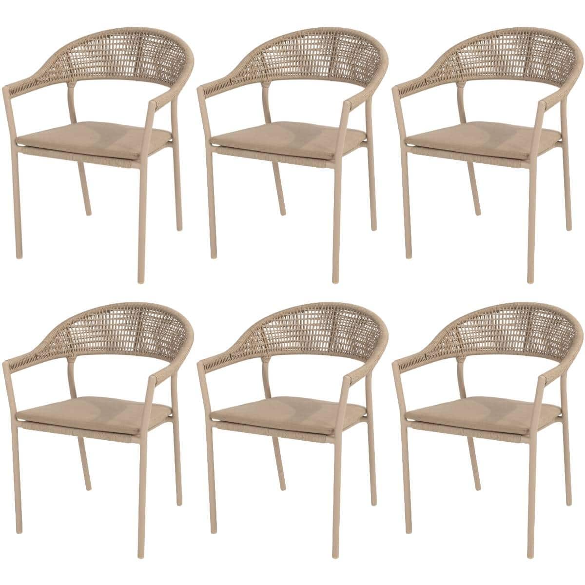 sienna stapelbare dining tuinstoel rope venao latte taste 4so set van 6