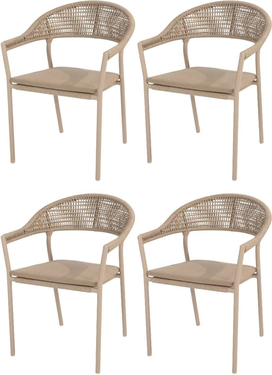 sienna stapelbare dining tuinstoel rope venao latte taste 4so set