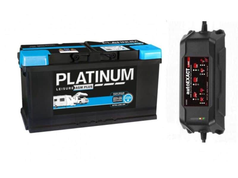 SP Platinum Agm 100ah accu + Acculader 10ah set