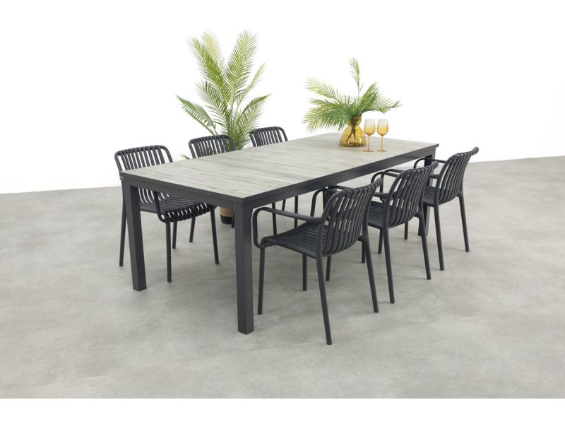 Stripe/Hartman Comino stapelbare tuinset (7-delig) - 223x105 cm.