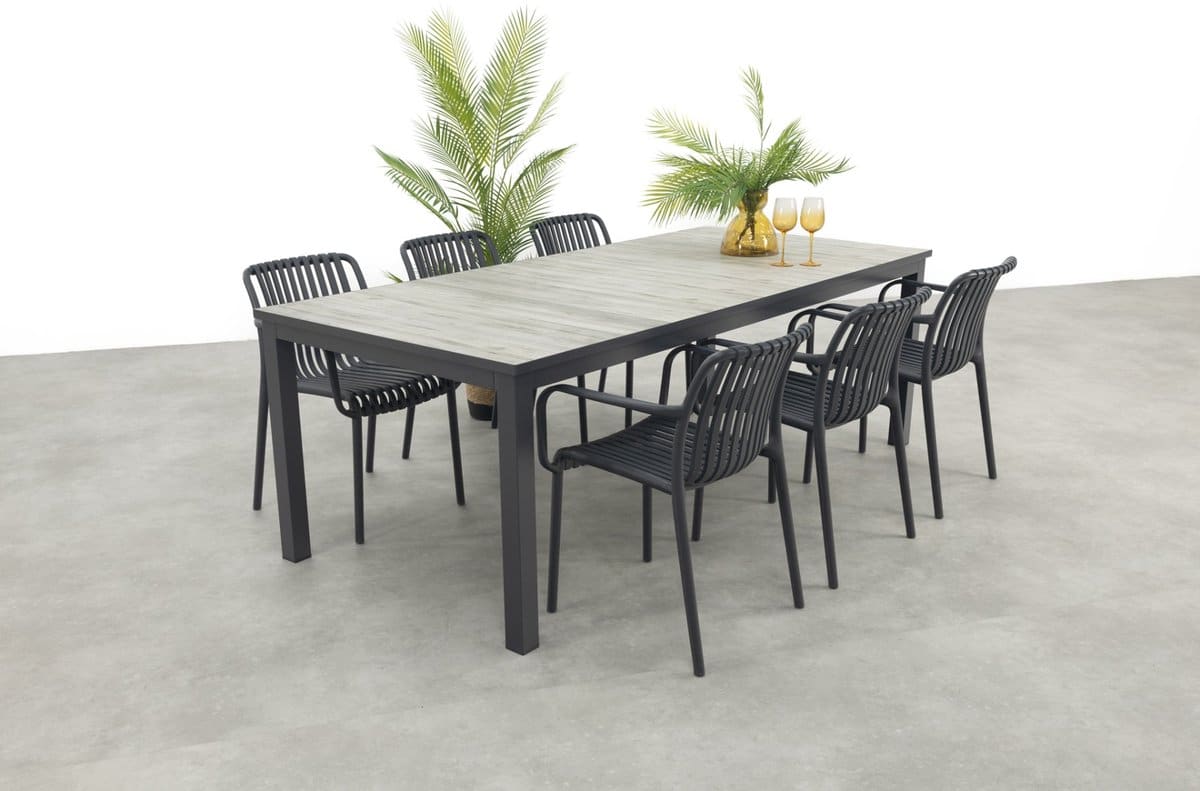 stripe/hartman comino stapelbare tuinset (7 delig) 223×105 cm.