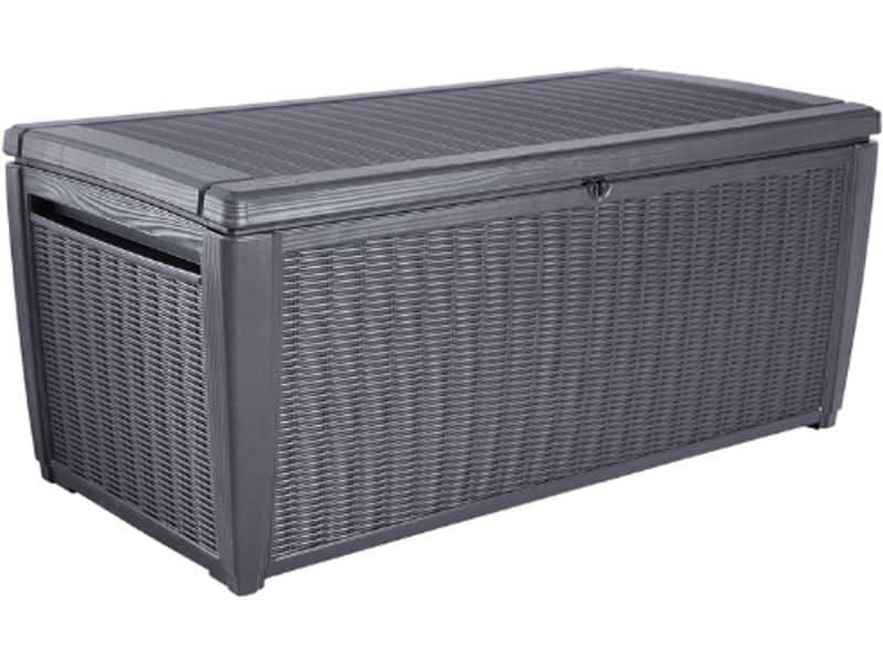 Sumatra Kussenbox 511L - Waterdicht & Weerbestendig - Zitbank Voor 2 Personen - Met Gasveer Deksel - Buitenopslag - Grafietkleur - 147,3 x 75,3 x 16,7 cm