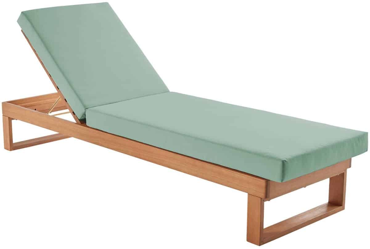sweeek – Houten eucalyptus ligbed pamplona, multi-positie, polyester doek