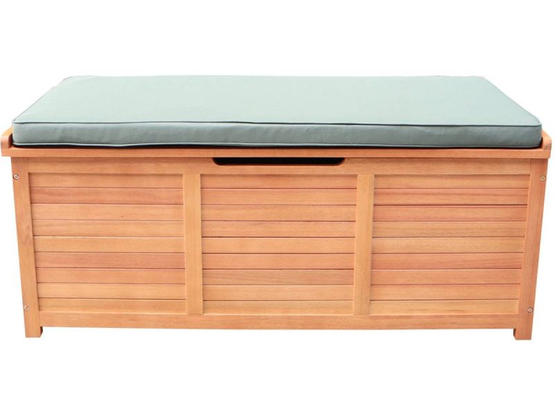 sweeek - Houten tuinbox caja 125x60cm voor kussenopslag met gasveer en handvatten