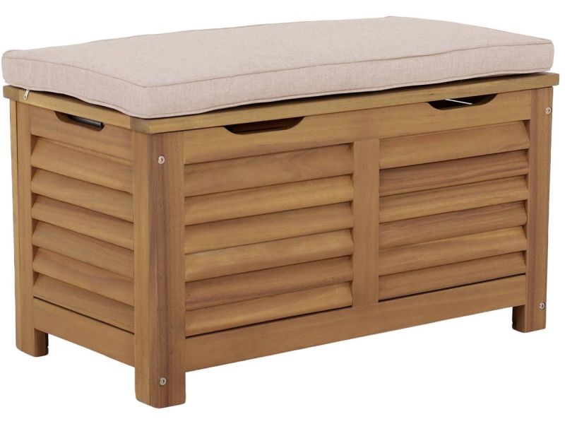 sweeek - Opbergbox / bankje van acaciahout 63l met gasveren - zafra
