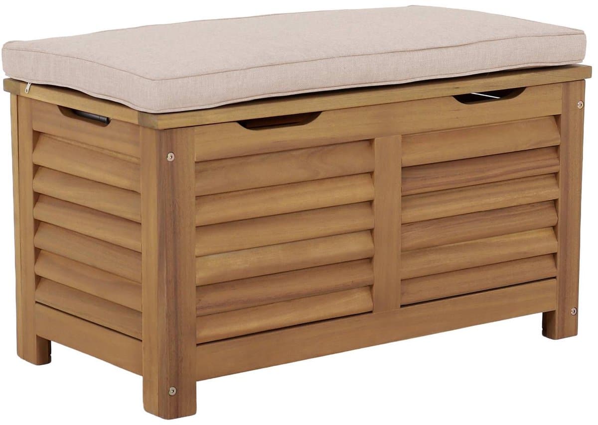 sweeek opbergbox / bankje van acaciahout 63l met gasveren zafra