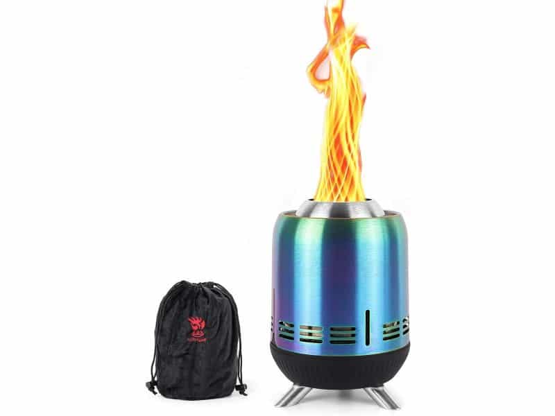 Table Top Smokeless Fire Pit - Low Smoke Burning Mini Outdoor Stove Powered by Pellets or Wood for Urban and Suburbs with Travel Bag