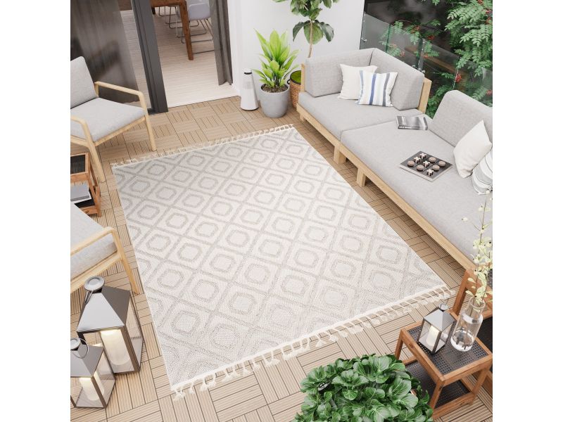 Tapiso Timber Vloerkleed Beige Outdoor Indoor Tapijt voor Buiten Maat- 160x220