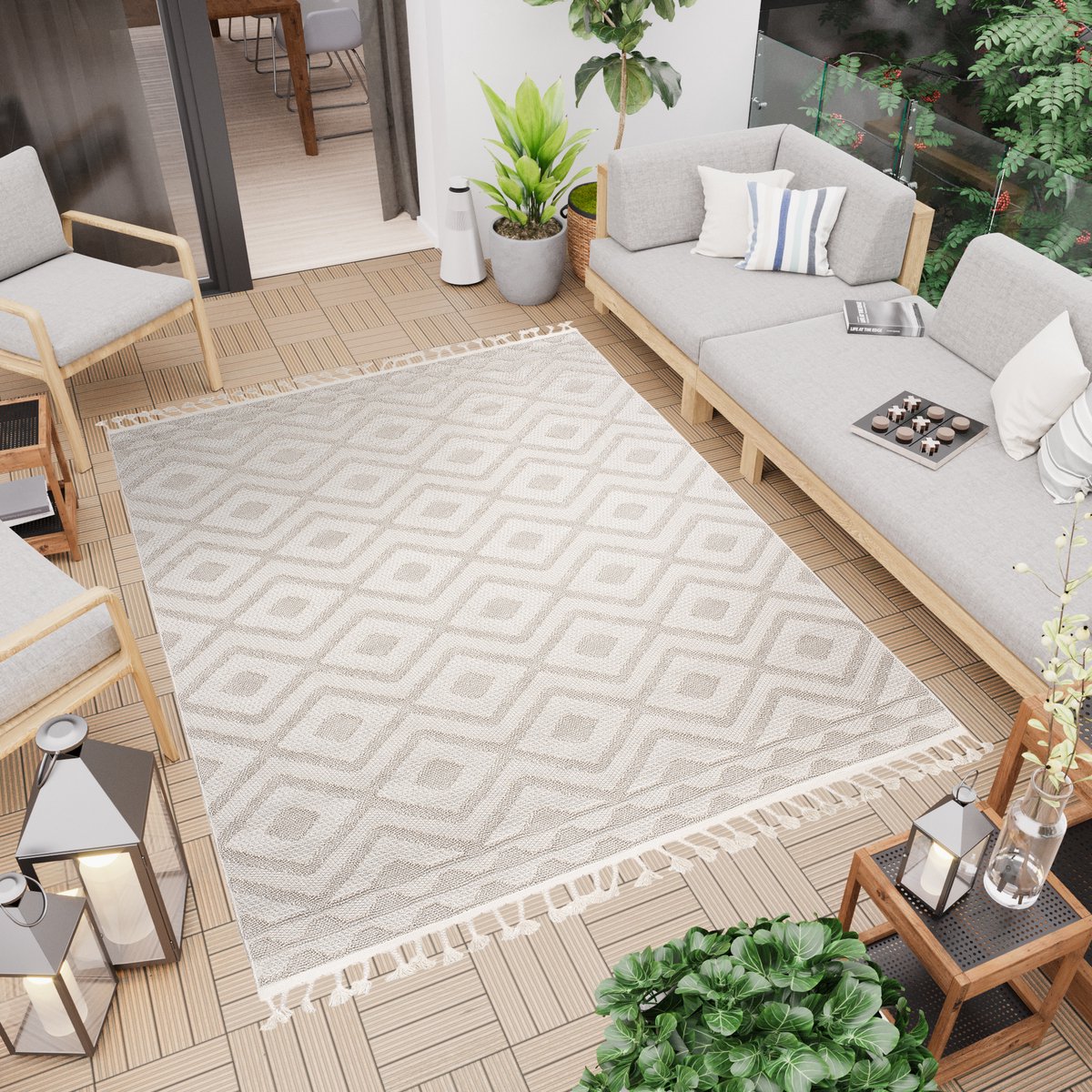 tapiso vloerkleed beige buiten vloerkleed voor balkon terras & tuin maat 160×220