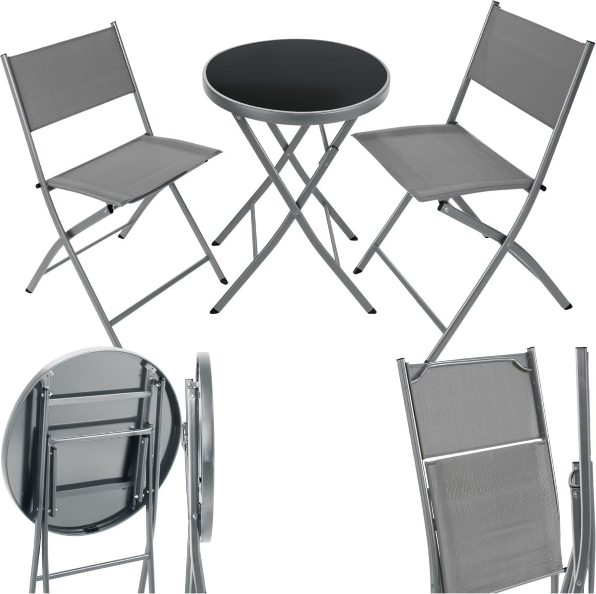 tectake® bistroset, tafel en 2 x stoelen, kleine ronde