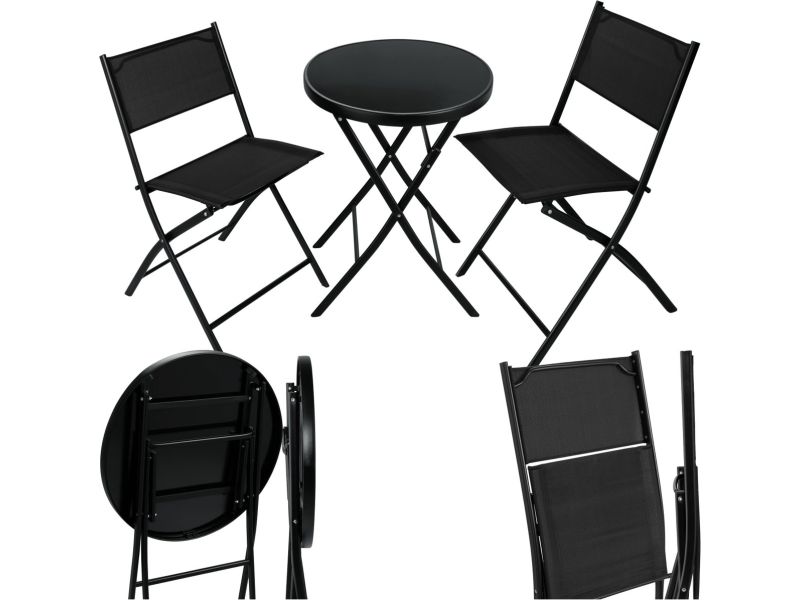 tectake® - bistroset, tafel en 2 x stoelen, kleine ronde