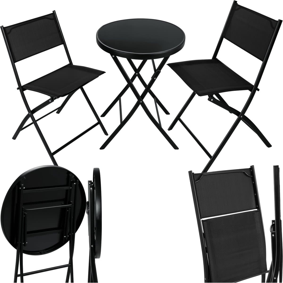 tectake® bistroset, tafel en 2 x stoelen, kleine ronde