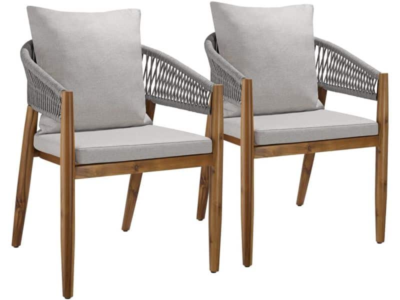 tectake® Set van 2 Tuinstoelen Manacor - Tuinstoel in Rope