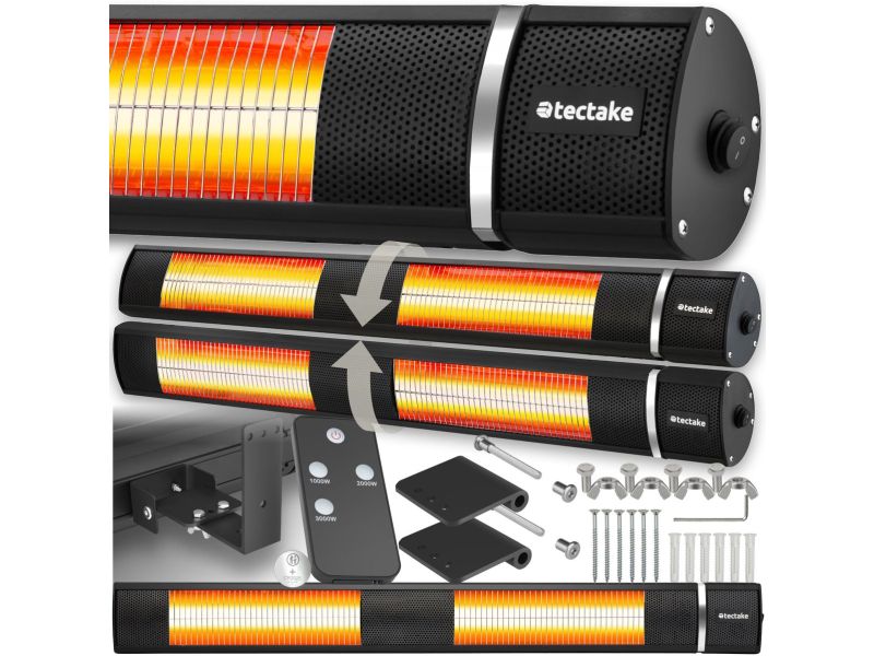 tectake® Solaris Horizon infraroodstraler - 3 vermogensniveaus, 1000, 2000 en 3000 W - hoog rendement - geen luchtcirculatie - eenvoudige montage