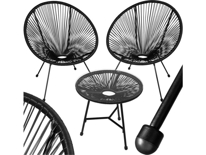 tectake® Tuinmeubel bistroset - 2 stoelen en 1 tafel met