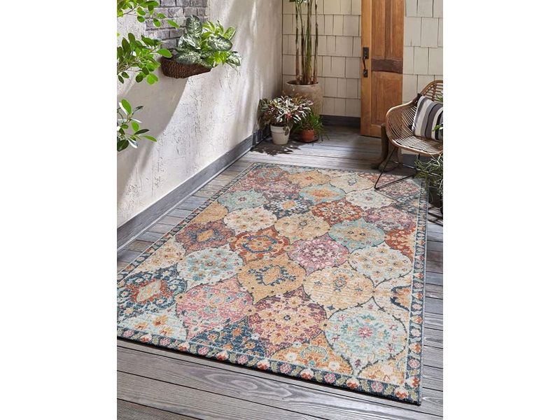 The Carpet Palma - Indoor & Outdoor Vloerkleed, Weerbestendig & Onderhoudsvriendelijk - Oosters Patchwork Motief - Multicolor - 240 x 340 cm
